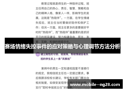 赛场情绪失控事件的应对策略与心理调节方法分析