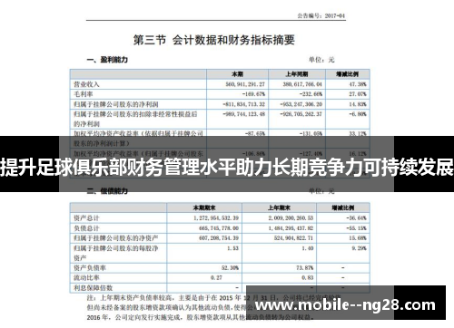 提升足球俱乐部财务管理水平助力长期竞争力可持续发展